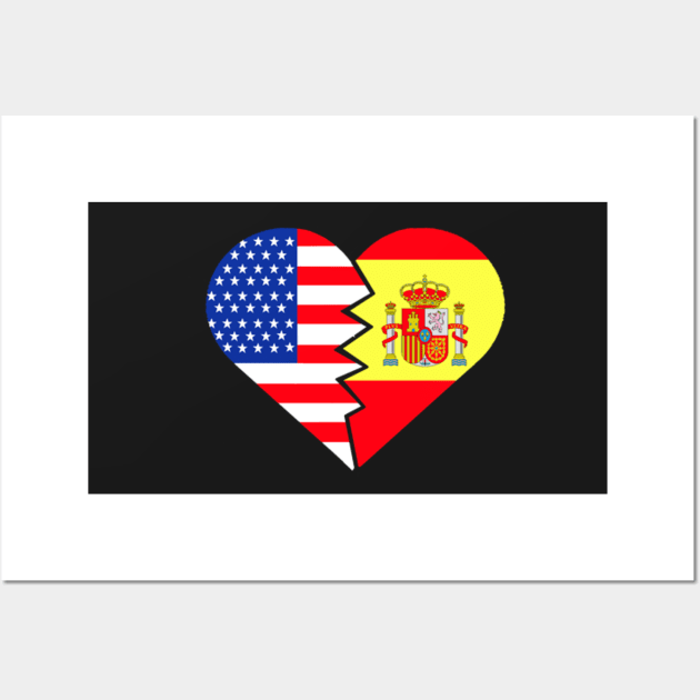 Spain Flag USA Flag Spanish Latino Hispanic Food Culture 2 Wall Art by hispanicworld
